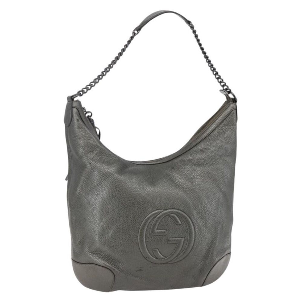 Gucci Soho Chain Hobo Leather Silver Leather Shoulder Bag Bag